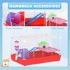 Hamster Cage, Small Gerbil Cage 2 Tiers Portable W/ Handle, Exercise Wheel, Water Bottle, Dishes