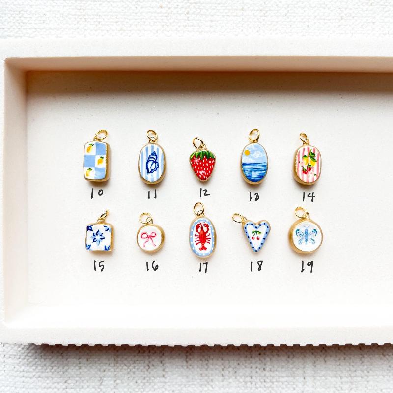 Colorful Dopamine Pendant With Oil Droplets Cute Strawberry Crab Heart Shell Pattern Diy Pendant Charms For Jewelry Making