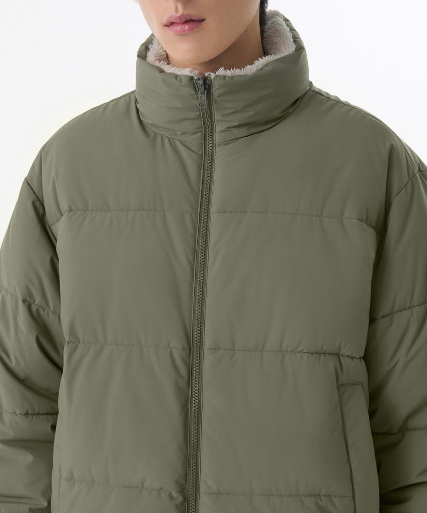 Musinsa Standard Daily Puffer Reversible Fleece Short Padded Jacket [Khaki/Cream]