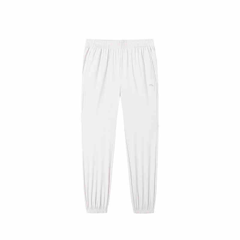 Anta Training Series Solid Color Mid-Rise Drawstring Breathable Versatile Cuffed Knitted Sports Pants Women bottoms Galaxy-Gray 962527314-3