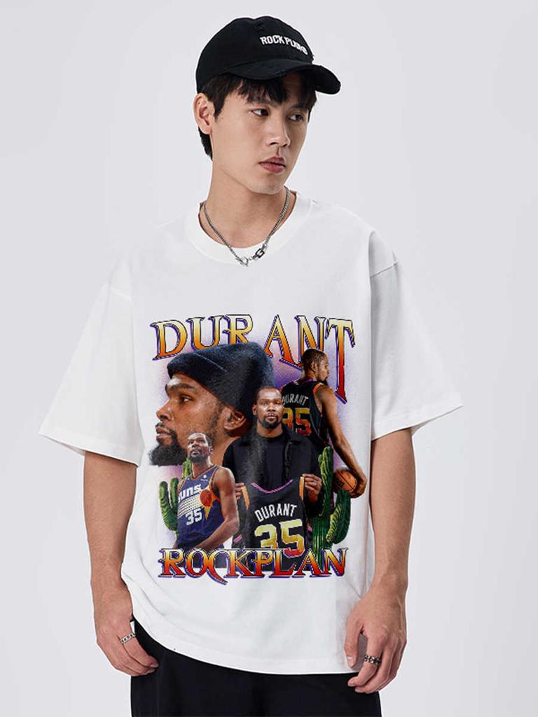 2024 Rock Project SUNS Star Durant American Print Fashion Brand Vintage Short-sleeved Street T-shirts for Men and Women