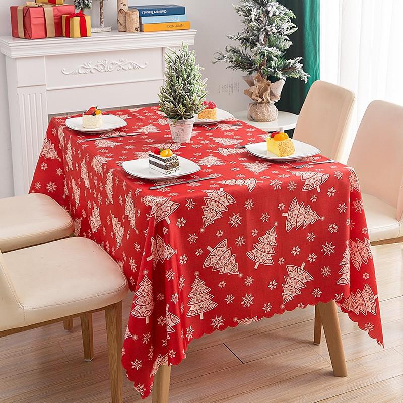Christmas Table Runner - Rectangle Holiday Dining Table Decor, Printed Tablecloth for Xmas Party, Home Kitchen Decorations