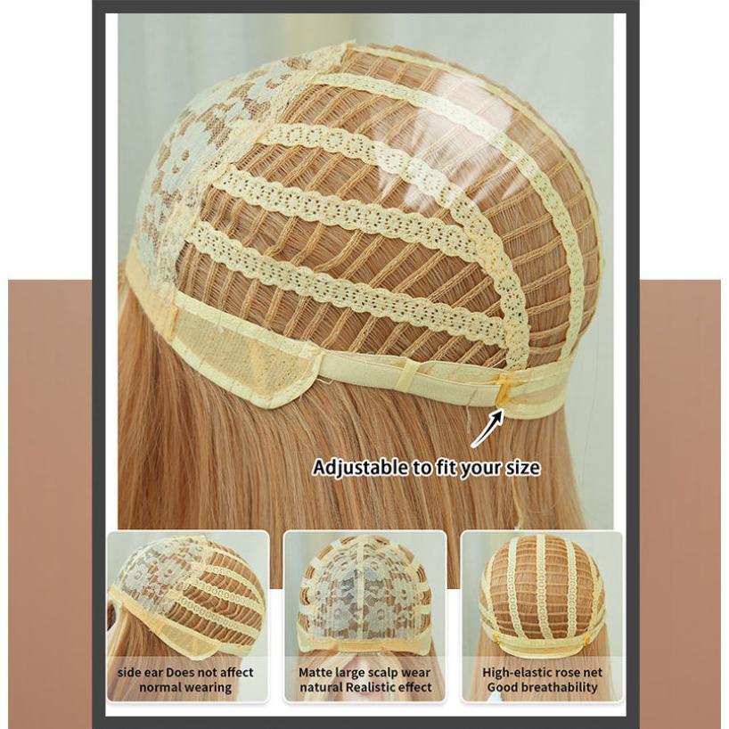 Women's Simulation Wig 63cm Hair Cospaly Full Headgear Rose Hair Net Headdress Beauty Decoration Wig