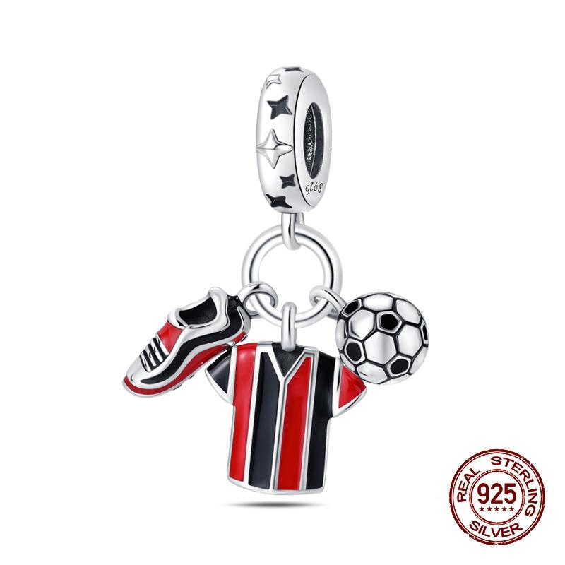 Sports Series Charm Jewelry Football Beads 100% Copper Pendant Fit 3Mmoriginal Bracelets Diy Souvenir Gift