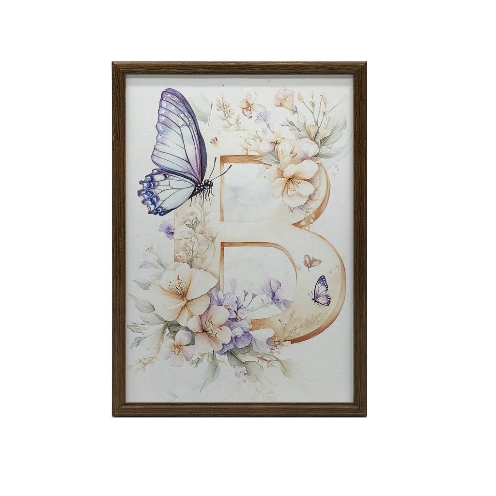Plakat "B" W Kwiatach I Motylach Plakat "B" W Kwiatach I Motylach, 40X50 Cm, Rama Aluminiowa Czarna, Papier Matowy 230 Gsm