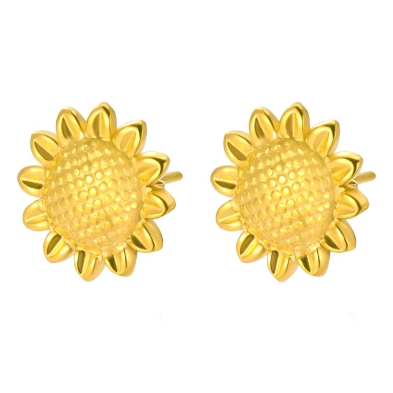 

Elegant Floral Earrings With Sunflower Designs Stainless Steel Ear Accessories Jewelry For Daily Wear золотой