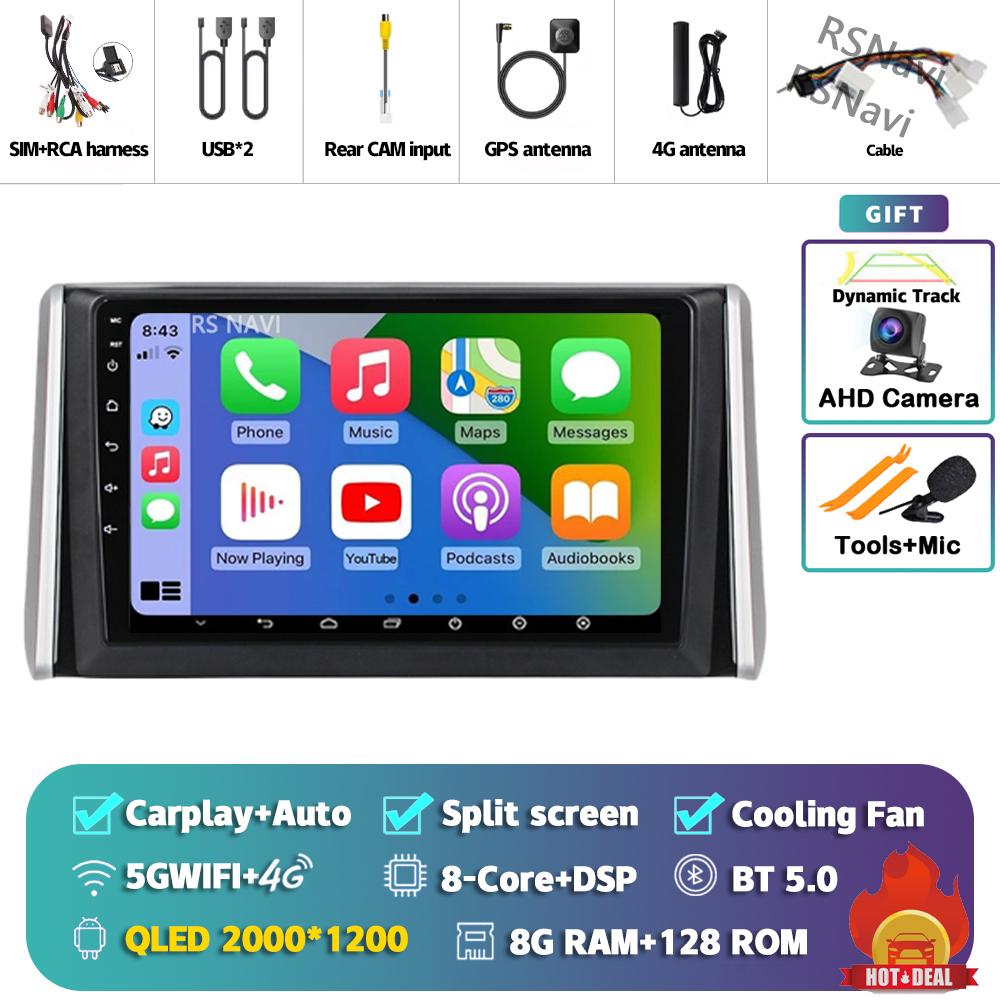 Android 14 Carplay Car Radio For Toyota RAV4 XA50 2018 - 2020 Multimedia Video Player Navigation GPS Stereo 2Din DVD 360 Camera