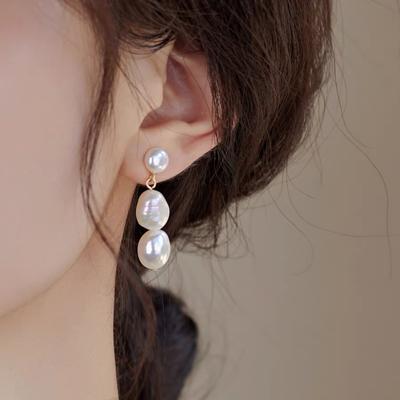 Natural Freshwater Baroque Pearl 14K Gold Wrapped Earrings with Elegant and Luxury Design, Fashionable and Trendy Earrings