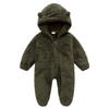 Newborn Baby Boy Girl Fleece Jumpsuit Snowsuit Long Sleeve Hooded Zipper Closure Coat Warm Winter Clothes