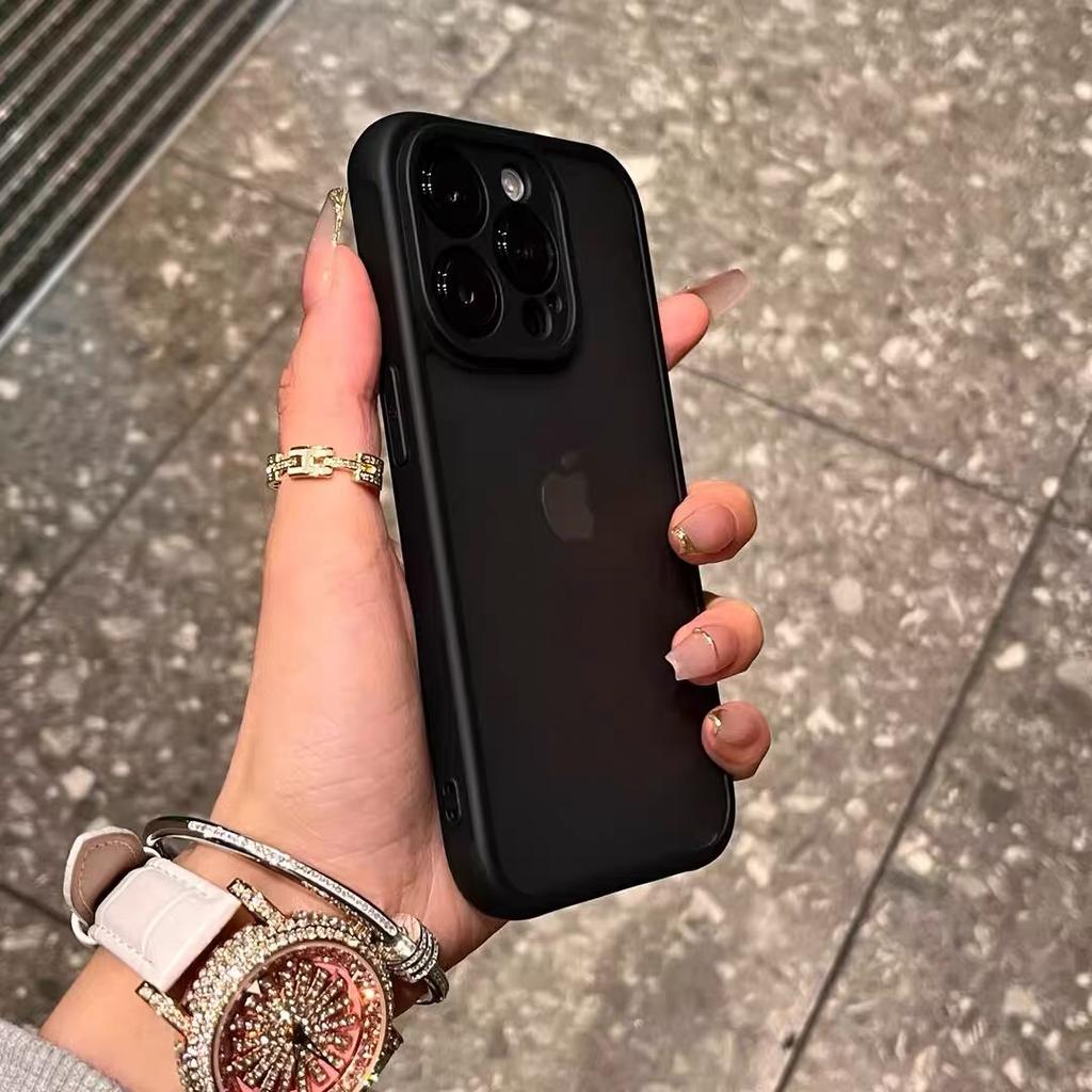 Luxury Matte Transparent Phone Case For iPhone 12 13 14 15 16 17 Pro Max Plus Air Shockproof Bumper Cases Cover