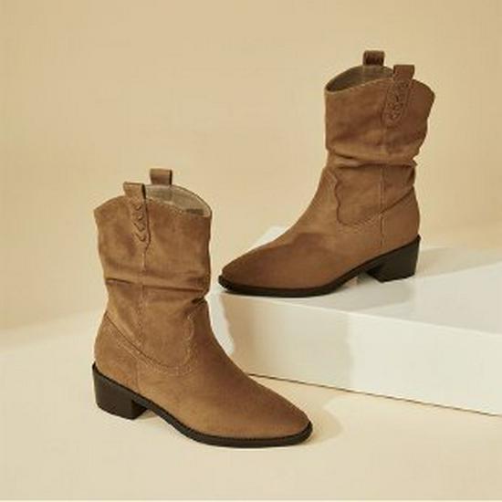 

Ботильоны миди на толстом каблуке с V-образным вырезом и ретро-вышивкой большого размера 38 светло-желтого