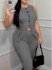 Women's Leopard Print Plaid Sleeveless Top & 7-Point Pants Set - Elegant & Sexy Casual Fashion