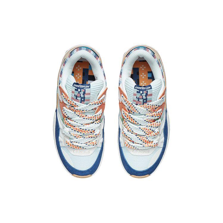 Li Ning CF Thick Sole Height Increasing Cushioning Versatile Bread Shoes Low Top Casual Shoes Women sneaker Light-Blue AGCR438-1