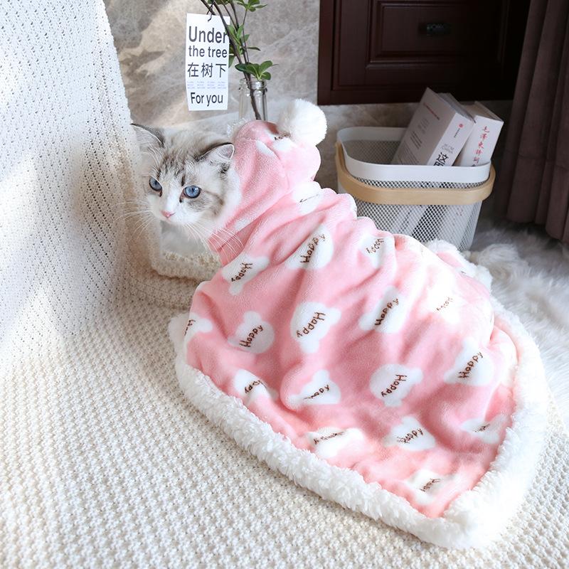 Toamnă și iarnă Pijamale călduroase șal pentru animale de companie Plus flanel îngroșat de catifea Pătură pentru pisici Pătură pentru câini mici Cuvernă pentru câini