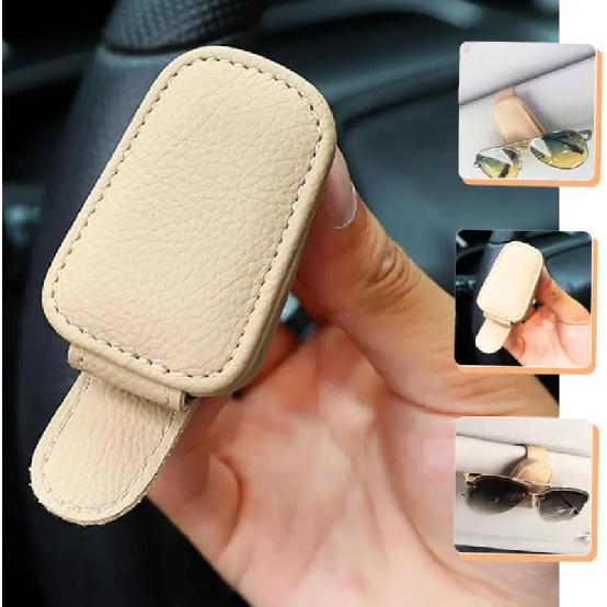 Universal Car Sunglasses Holder Magnetic Leather Clip Card Ticket Holder Auto Sun Visor Glasses Box Decoration Accessories