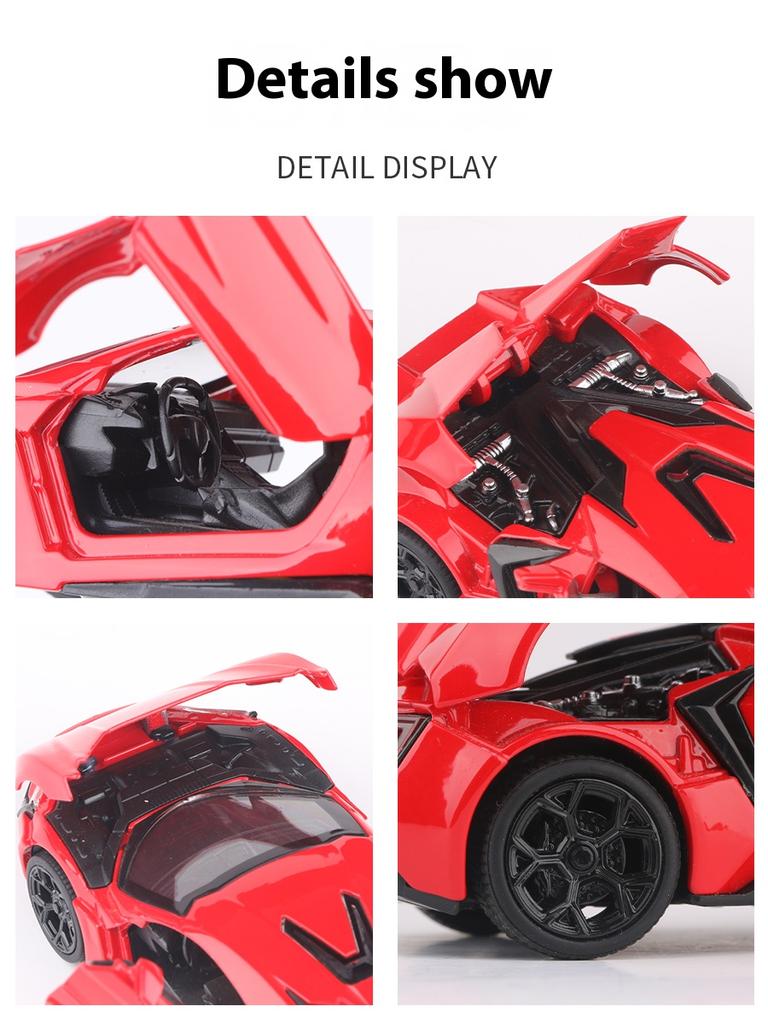 1:32 W Motors Lykan HyperSport Super Sport Car Alloy Metal Diecast Model Vehicle Collecting Hobby Sound & Light Trendy Ornaments