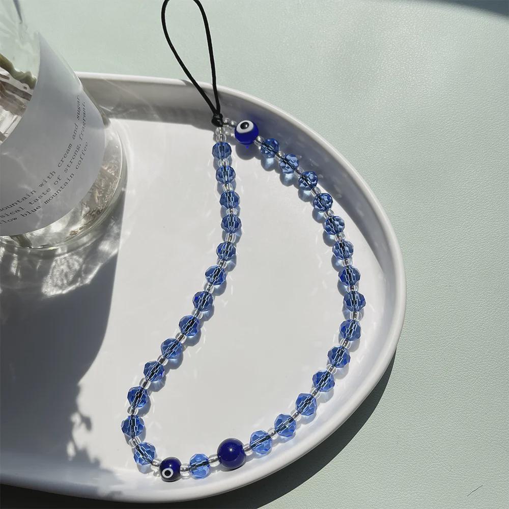 Ethnic Style Glass Eye Bead Phone Chain & Key Pendant