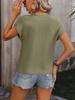 Women's Round Neck Short Sleeve Sweater with Embroidered Pocket Casual Knit Top Spring Summer Fashion 2024 Trendy T-Shirt Style Y2K Clothing