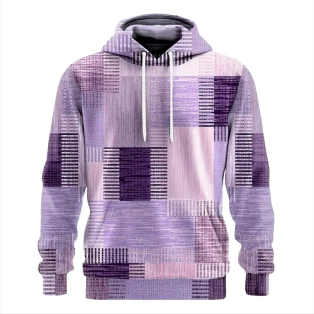 Retro Spliced Make Old Lattice Spring Autumn Men Hoodie 3D Print Long Sleeves Casual Hoodies Oversized Sweatshirts Pullover Tops