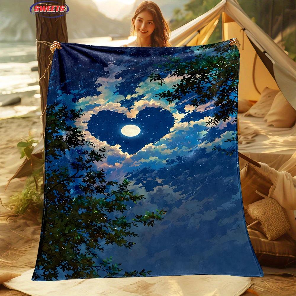 Comfortable and Soft Starry Sky Theme Blanket, Add Beauty To The Home, All Seasons, Home Office Can Be Used, Nap Camping Blanket