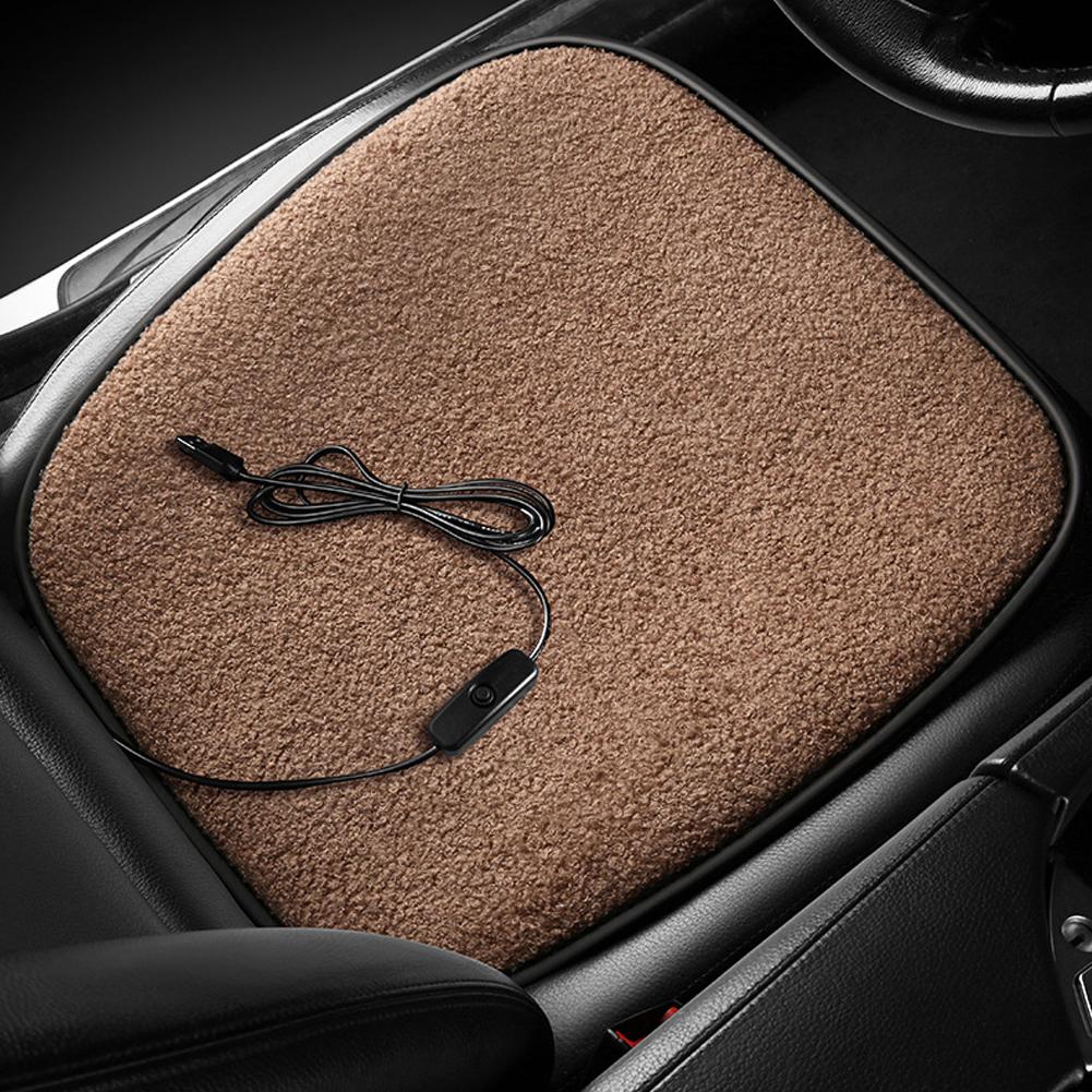 USB Heated Seat Cushion Winter Lambswool Heating Warm Car Seat Cushion For Office Home Use 5V 12W Thermostat Heating Cushion