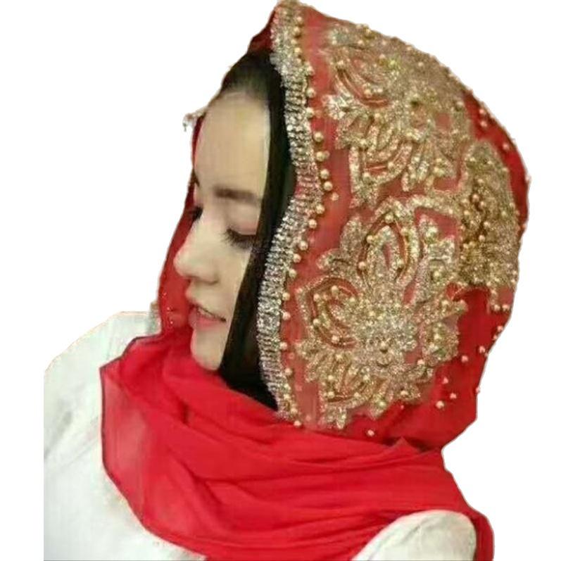 Rhinestone Chiffon Hijab: Sun Protection Travel Head Wrap with Plum Blossom Design