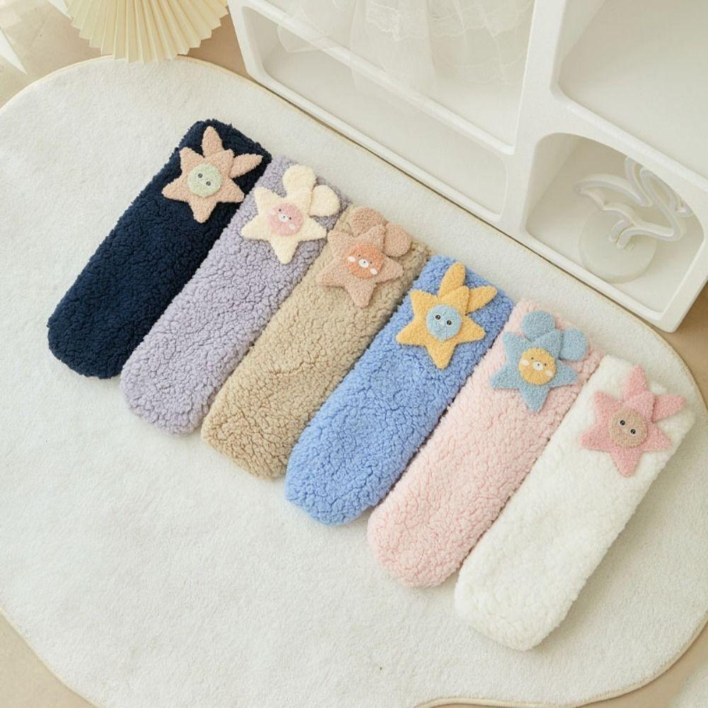 Cartoon Floor Stockings Women Mid-Calf Furry Plush Sock Harajuku Funny Tube Socks  Winter