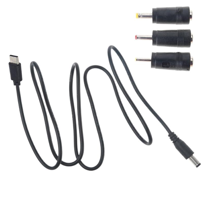 

Type C to DC Power Cable USB-C Plug to DC 5.5 x 2.1mm Male 5V Charging Cable for Router Laptop Speaker with 3 Adapter 1
