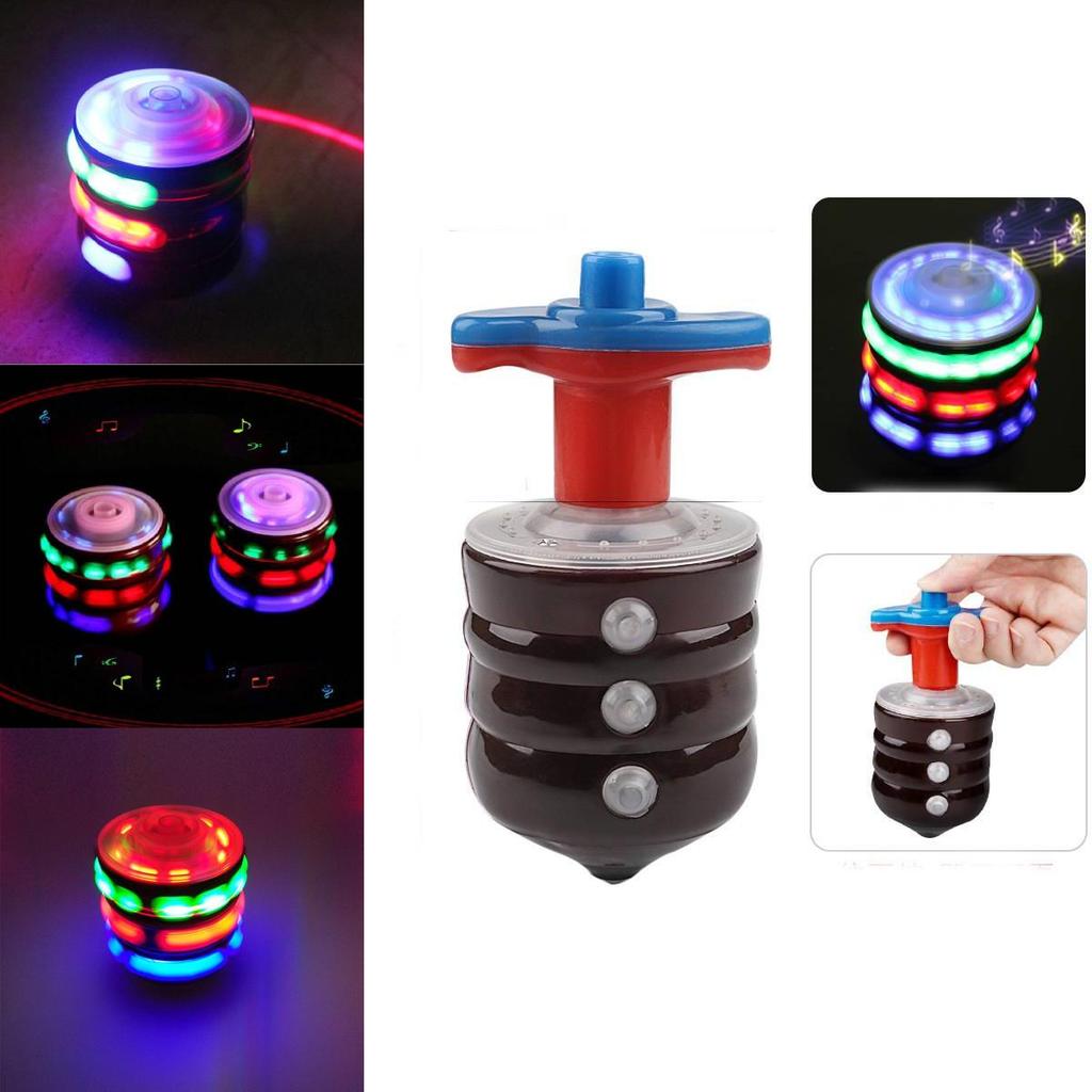 Colorful Flashing Musical Plastic Spinning Top Set With Battery-powered Lights