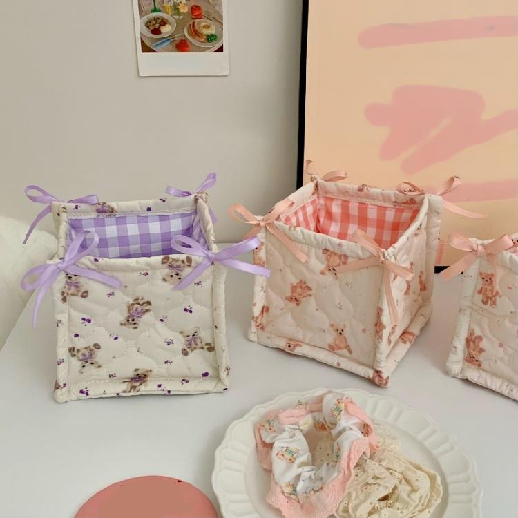 Multipurpose Quilted Fabric Storage Basket Accessory for Desk Organization In Any Room or Offices Space Saving Designs