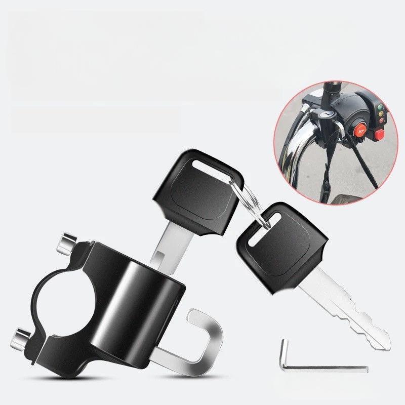1 Set Handlebar Mount Motorcycle Electric Motorbike Universal Security Metal Lock Anti-Theft Helmet Lock 22Mm-26Mm With Keys
