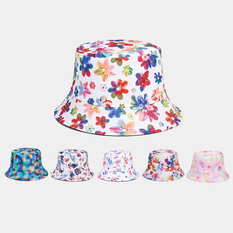 Summer Sun Hat, Men'S And Women'S Small Floral Pattern Double-Sided Fisherman Hat, Beach Travel Outdoor Fisherman Hat