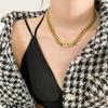 Gold Double D Titanium Steel Chain Necklace - Bold European & American Style for Women