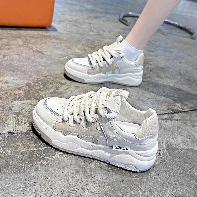 

Little white shoes women s shoes 2025 autumn explosion flat baseplate shoes versatile two wear leather platform sports casual shoes 40