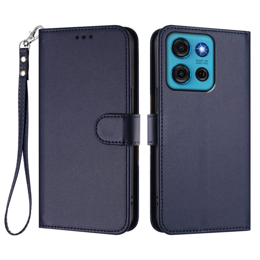 For Motorola Moto G75 5G Leather Case Wallet Stand Phone Cover with Wrist Strap