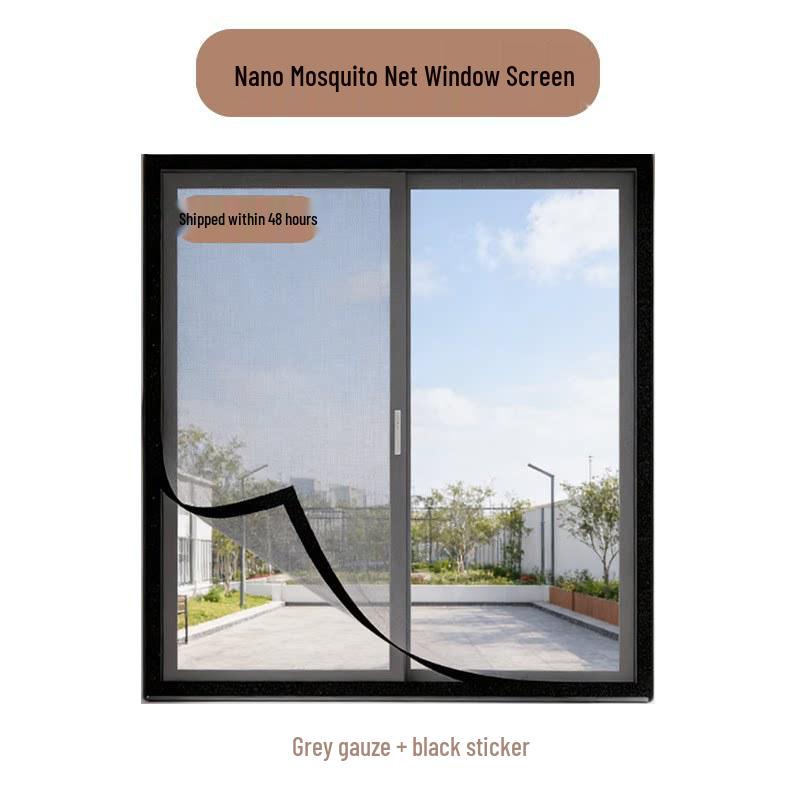 Nano Mesh Home Window Screen with Tape - Invisible, Self-Install, Encrypted, Hole-Free Mosquito Net