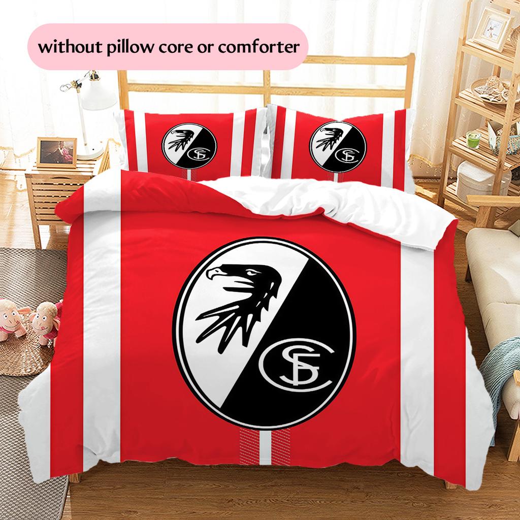 SC Freiburg Pattern Bedding Quilt Set Home Decoration Gift (1 * Duvet Cover + 2 * Pillowcase Without Core).xwn