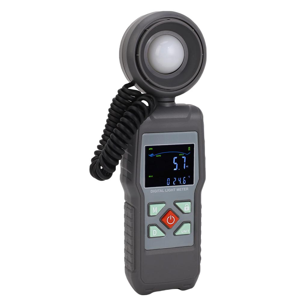 Digital Light Meter 200000LX LCD Screen 360 Degree Rotatable Sensor Temperature Measuring Digital