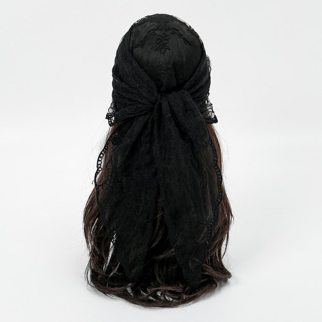 Eleganter Spitzenschal Aushöhlmuster Stickerei Foulard Bandana Einfarbig Dreieckstuch Dünne Vintage Taschentücher für Haare Frau