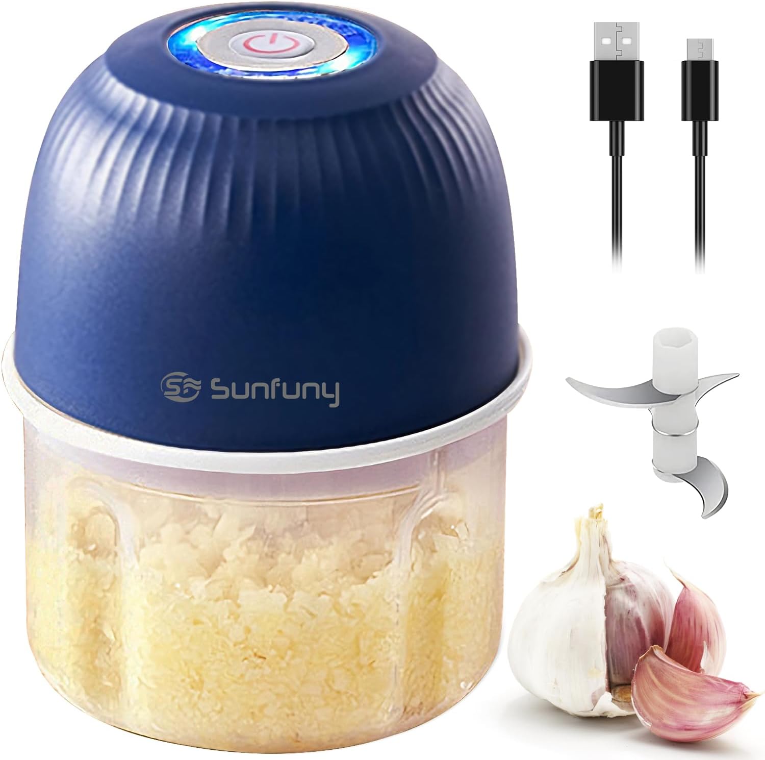 Small Garlic Chopper 1 Cup, Battery USB Rechargeable Electric Food Chopper Wireless, United States