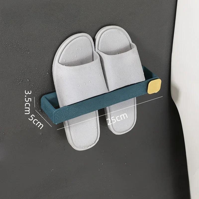 Bathroom Slipper Shelf No Punching Wall Mounted One Piece Shoe Rack Space Saving Shelf Bathroom Hanging