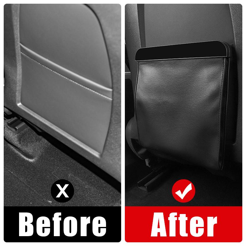 For Tesla Model 3 Y 2017 2018    2022 2023 PU Leather Car Garbage Trash Bag Seat Back Hanging Storage Cover
