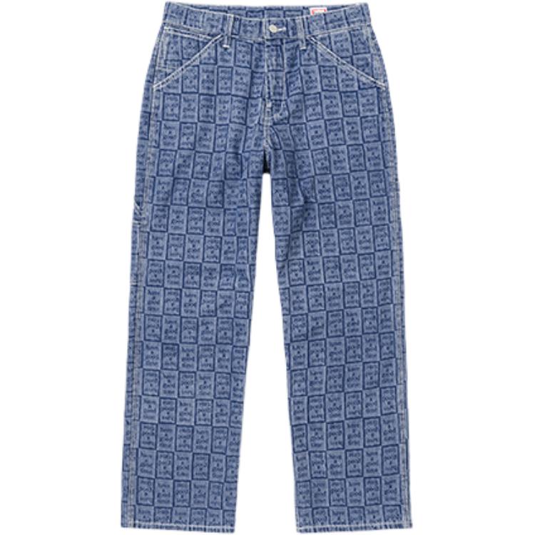 Lee X Have A Good Time Collaboration Laser Brand Logo Pattern Full Print Design Loose Straight Leg Jeans Unisex jeans LUB0079165GL00F-A06169