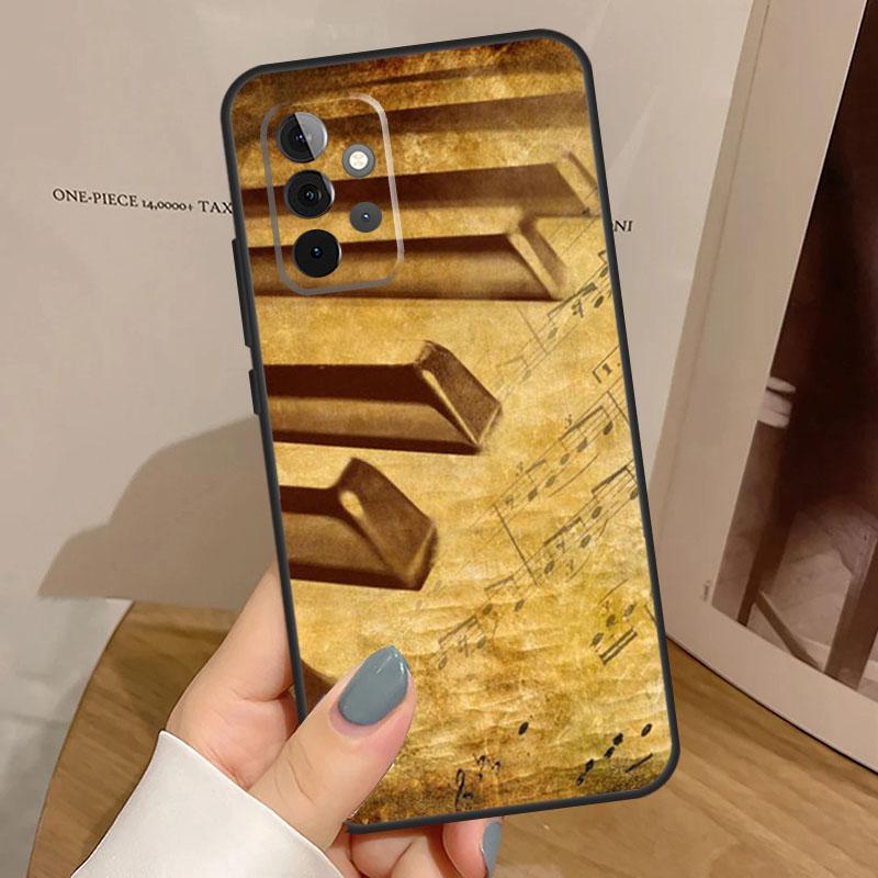 Piano keys Vintage Music Notes Funda For Samsung Galaxy A15 A25 A35 A55 A52 A32 A12 A14 A34 A54 A51 A71 A53 A13 A33 Case