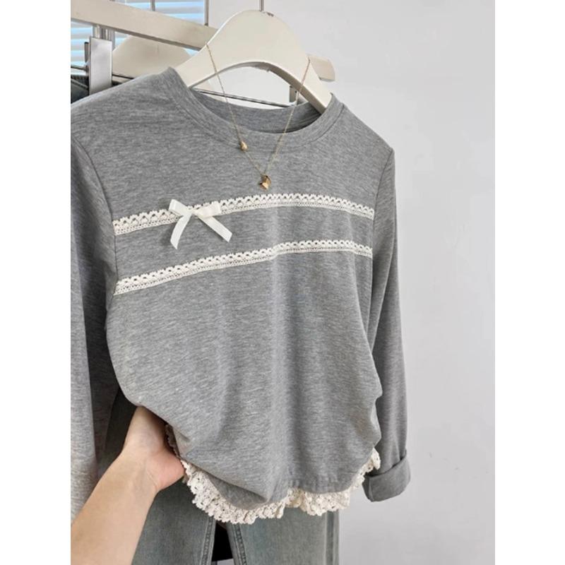 Casual Style Lace Long-sleeved Bottoming Shirt T-shirt Women's Clothing 2025 Autumn and Winter Amazon Independent Site