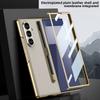 Zijde PU Leer Gehard Beschermfolie Penhouder met Pen Telefoonhoesje voor Samsung Galaxy Z Fold 7 Fold7 Scharnier Beschermhoes