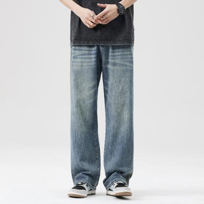 Spring and Summer American Loose Straight High Street Floor Pants Retro Jeans Men