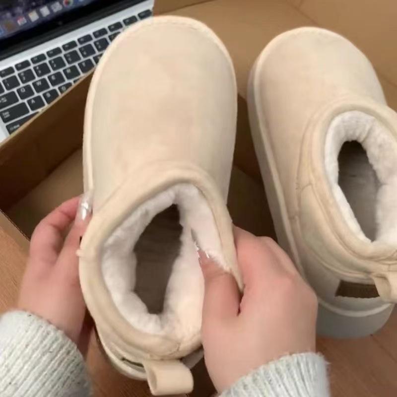 Winter velvet thick-soled snow boots warm short tube bread wool cotton boots thickened warm cotton shoes