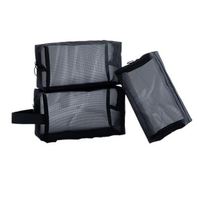 Schwarze transparente Kosmetiktasche aus Netzstoff, Make-up-Etui, Reise-Reißverschluss, Make-up-Organizer, Aufbewahrungstasche, Beauty-Kulturbeutel, Kulturbeutel