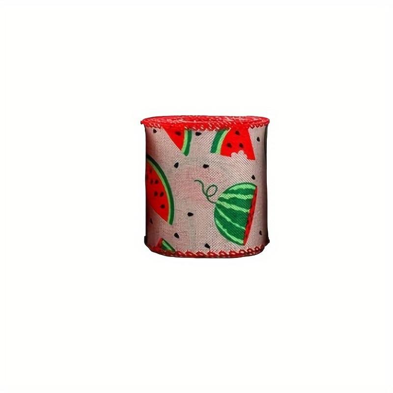 Charming Themed Watermelon Faux Linen Ribbons In Green Checkered Design For Festive Occasions